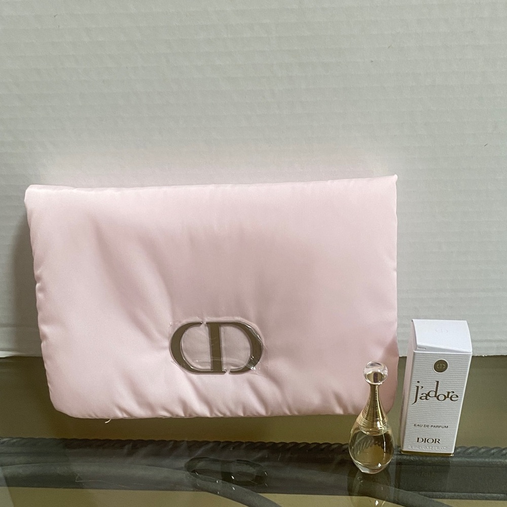 New 2025 Christian Dior Beauty Puffy Pink Clutch Cosmetics bag & mini Jadore